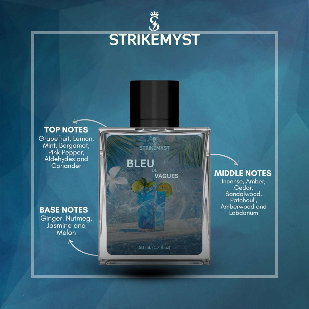 STRIKEMYST Bleu de Vagues – Aquatic Citrus Eau de Parfum for Men – 50 mL